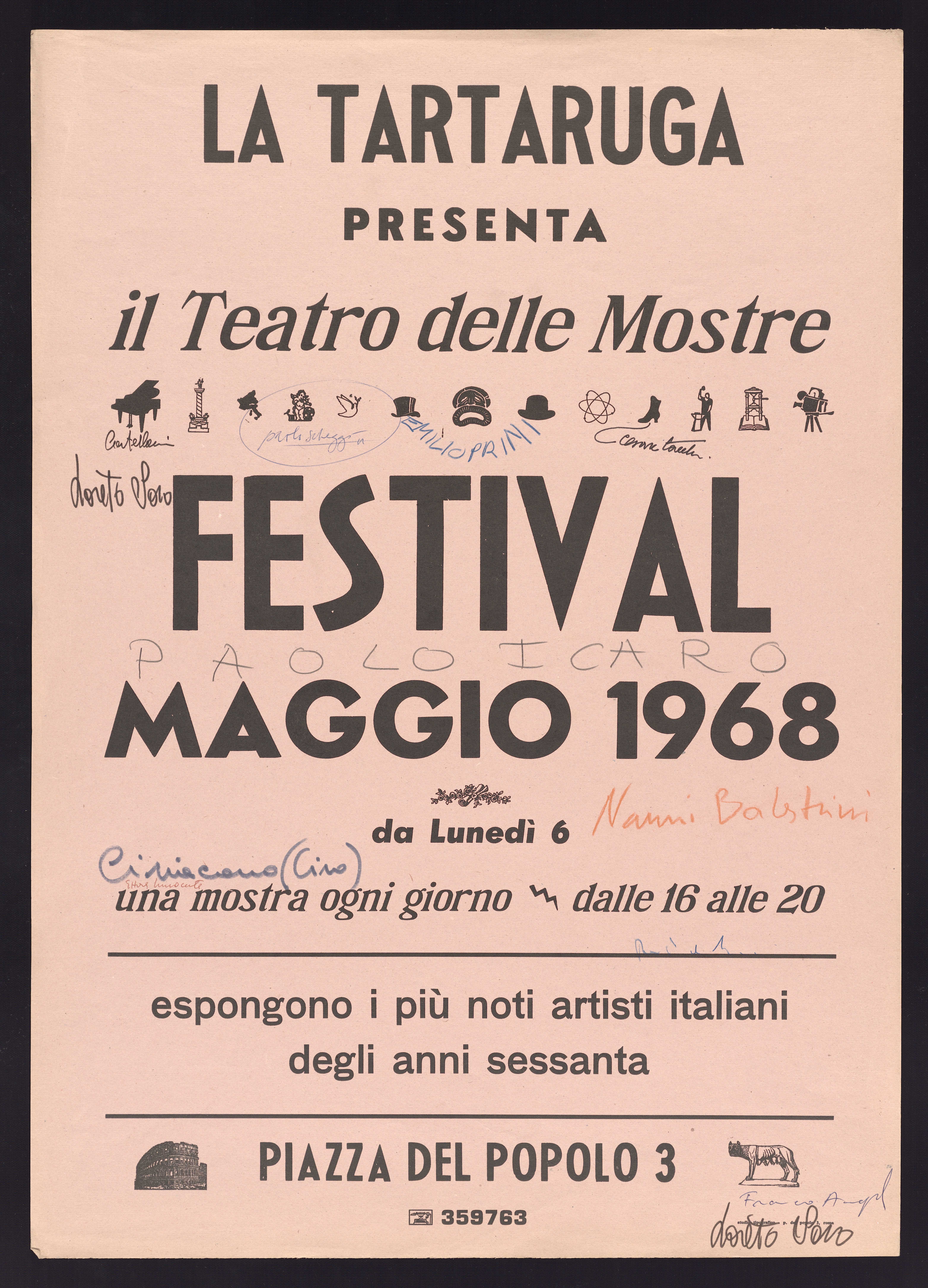 Archivio della Galleria d’arte “La Tartaruga” di Plinio de Martiis, busta 288, fascicolo 30, documento n. 1